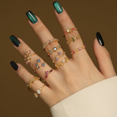 Wholesale Sterling Silver Enchanting Floral Stackable Rings for Women