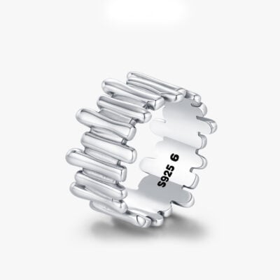 Stylish S925 Sterling Silver Stacked Link Ring Wholesale
