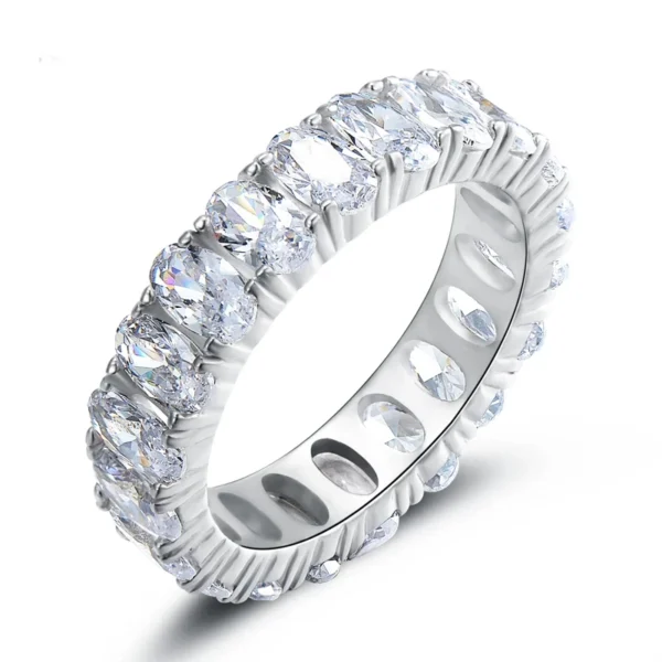 thumbnail image 2 of .925 Sterling Silver Eternity Wedding Band Ring - AAA CZ Pave Set, Micro Pave, Rhodium Finish (Sizes 4-10) 2 of 6