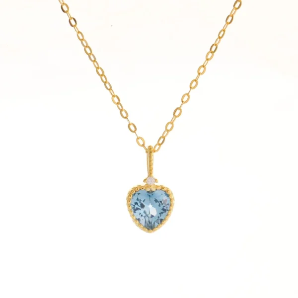 Ayatul Kursi Sterling Silver Necklace - 24k Gold Inscription On Blue Crystal Heart Pendant