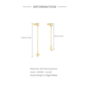 CANNER-Chain-Tassel-Starmoon-Drop-Earrings-For-Women-925-Sterling-Silver-18k-Gold-Ins-Simplicity-Earrings-1.webp
