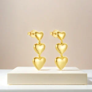 Canner-Three-Hearts-Shining-Smooth-925-Sterling-Silver-Drop-Earrings-For-Women-18K-Gold-Minimalist-Ins-5.webp