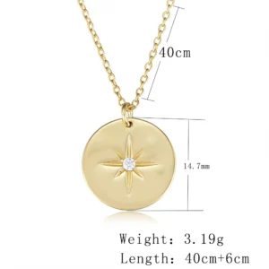 Fulsun-INS-925-Silver-Jewelry-Round-Medal-Eight-pointed-Star-Pendant-14K-Gold-Plated-Choker-Link-5.webp