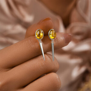 Gold-Plated-Sterling-Silver-Yellow-CZ-Fashion-Cone-Drop-Earrings-S9.jpg