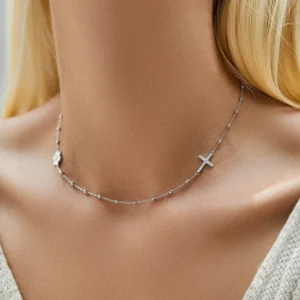 MODIAN-925-Sterling-Silver-Classic-Daisy-Cross-Dazzling-Choker-Pendant-Necklace-Dainty-Beads-Link-Chain-For-1.webp