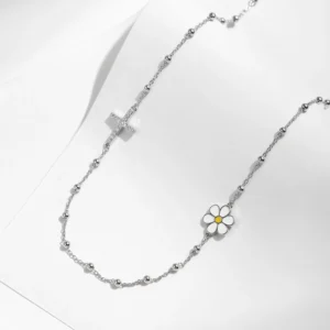 MODIAN-925-Sterling-Silver-Classic-Daisy-Cross-Dazzling-Choker-Pendant-Necklace-Dainty-Beads-Link-Chain-For-3.webp