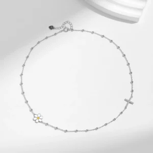 MODIAN-925-Sterling-Silver-Classic-Daisy-Cross-Dazzling-Choker-Pendant-Necklace-Dainty-Beads-Link-Chain-For-4.webp
