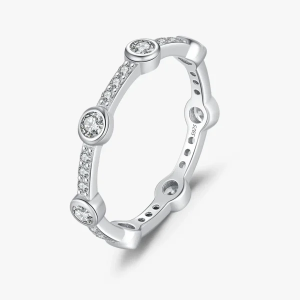 Clear CZ Belt Buckle Ring - .925 Sterling Silver Micro Pave Band, Sizes 5-10
