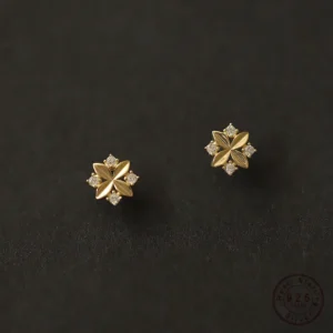 S925-Sterling-Silver-Plated-14k-Gold-Stud-Earrings-for-Women-Rhombus-Zirconia-Cross-Flower-Temperament-New.webp