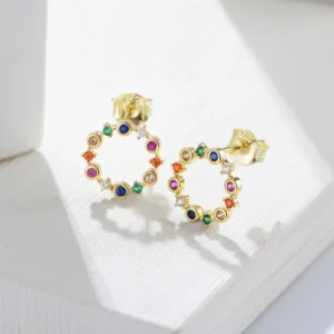 multi-original-colorful-Rainbow-Circles-hoop-Stud-Earrings-S-925-Sterling-silver-14k-gold-plated-bling-3.webp
