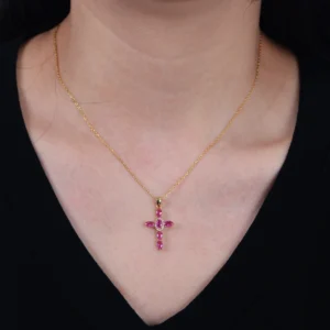 wholesale-original-luxury-Hip-hop-sterling-silver-925-jewellery-Pink-Cubic-Zircon-Cross-Pendant-Necklace-Jewlery-2.webp