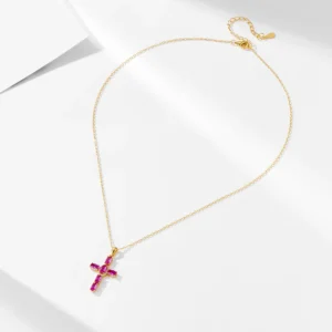 wholesale-original-luxury-Hip-hop-sterling-silver-925-jewellery-Pink-Cubic-Zircon-Cross-Pendant-Necklace-Jewlery-4.webp